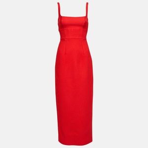 Emilia Wickstead Women's Red Martel Cloque Midi Dress